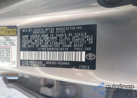 2005 Toyota Camry Le from USA, damaged, VIN 4T1BE32K85U638518